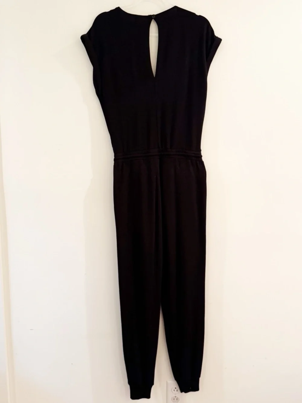 Monrow Black Crossover V-Neck Drawstring Jumpsuit - Picture 8 of 13